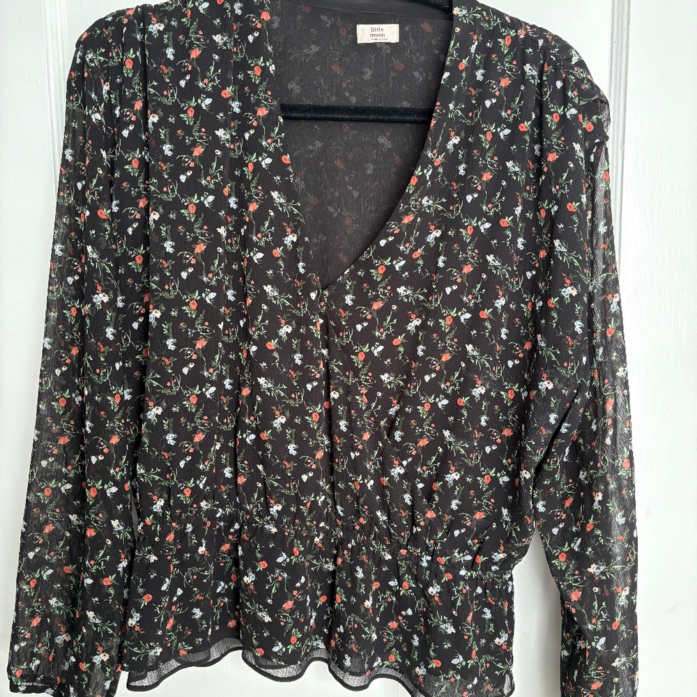 Little Moon black floral blouse
